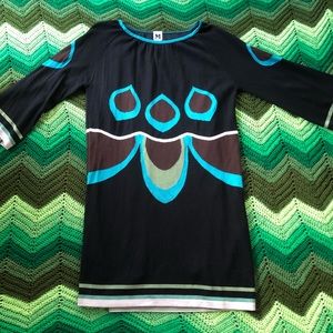 Missoni long sleeve knit dress black blue Made in Italy